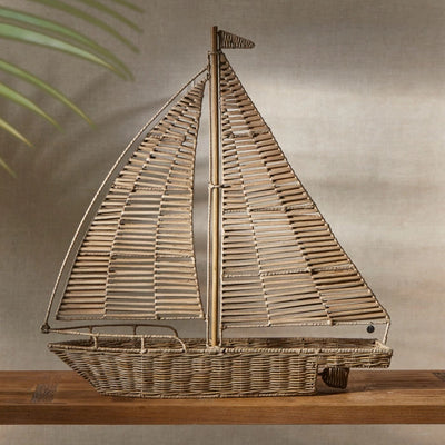 RM Dekoration Segelboot Rustikales Rattan XL