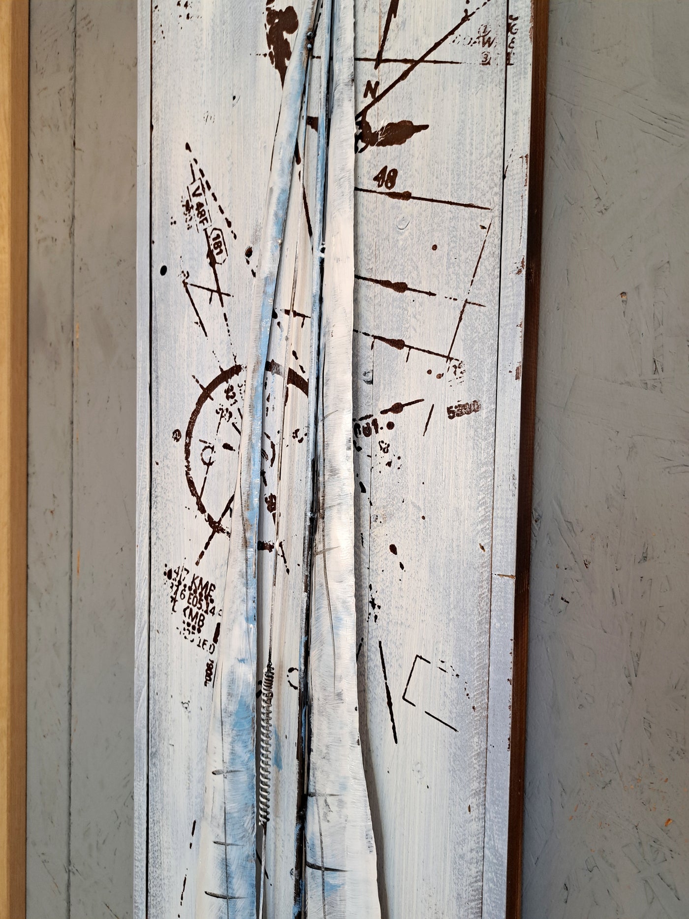 Bild aus Metall auf Holz / Motiv Segelboot / 30x150 cm Schöne Deko