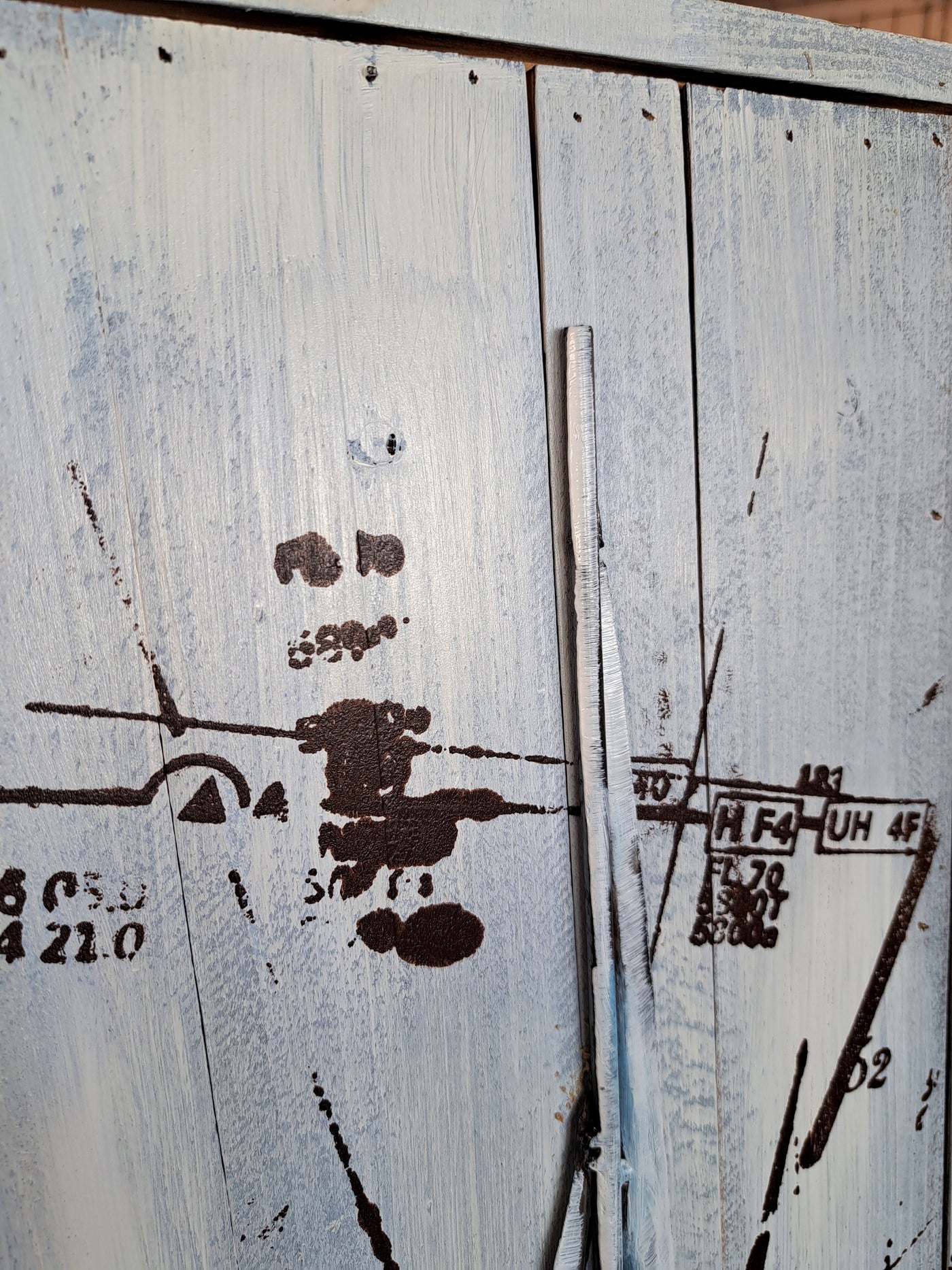 Bild aus Metall auf Holz / Motiv Segelboot / 30x150 cm Schöne Deko