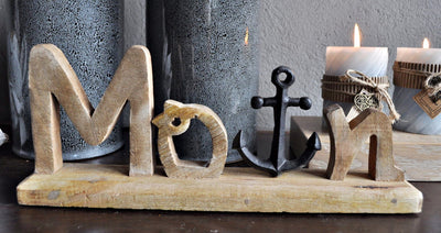 Deko-Aufsteller mit Holzschrift "Moin" und schwarzer Anker Symbol aus Metall Schöne Deko