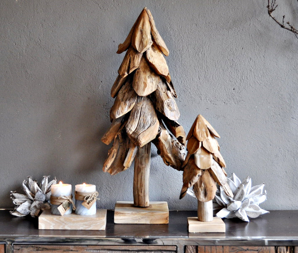 Deko Baum Holz Tannenbaum aus Teakholz Handarbeit