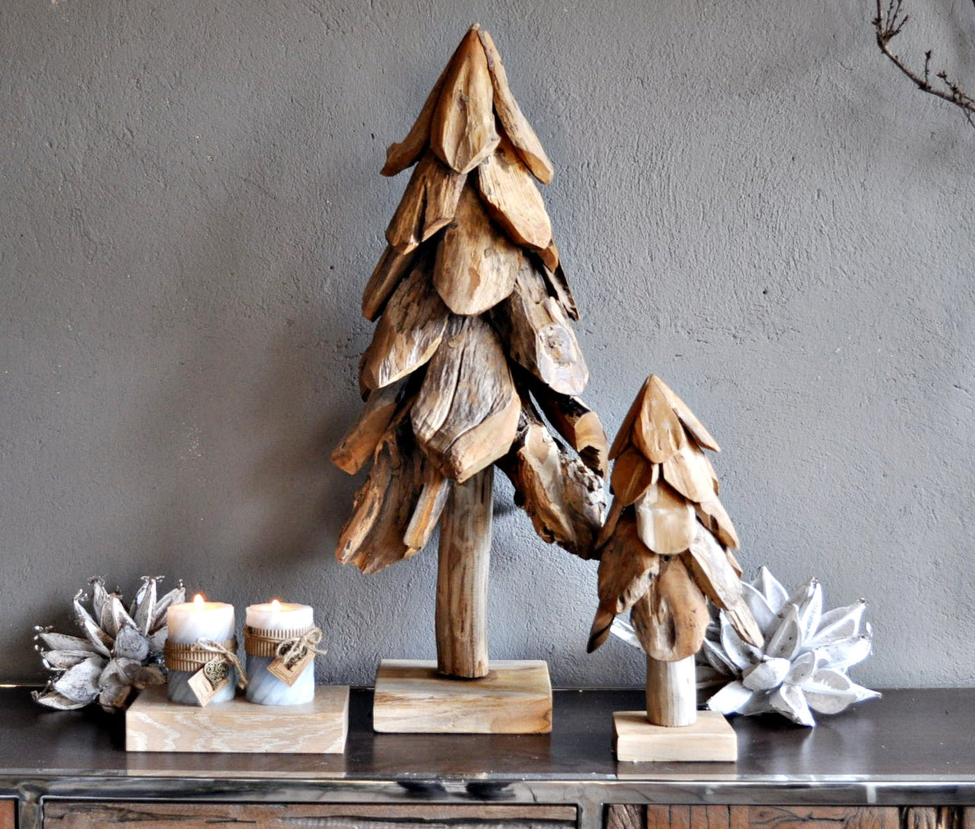 Deko Baum Holz Tannenbaum aus Teakholz Handarbeit