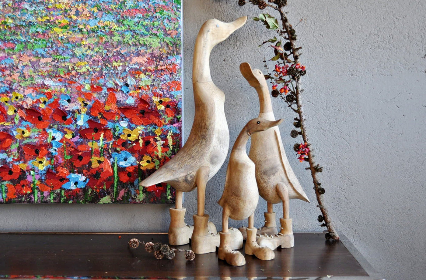 Deko Holz Ente aus Bambus in 33 cm / 46 cm /65 cm Schöne Deko