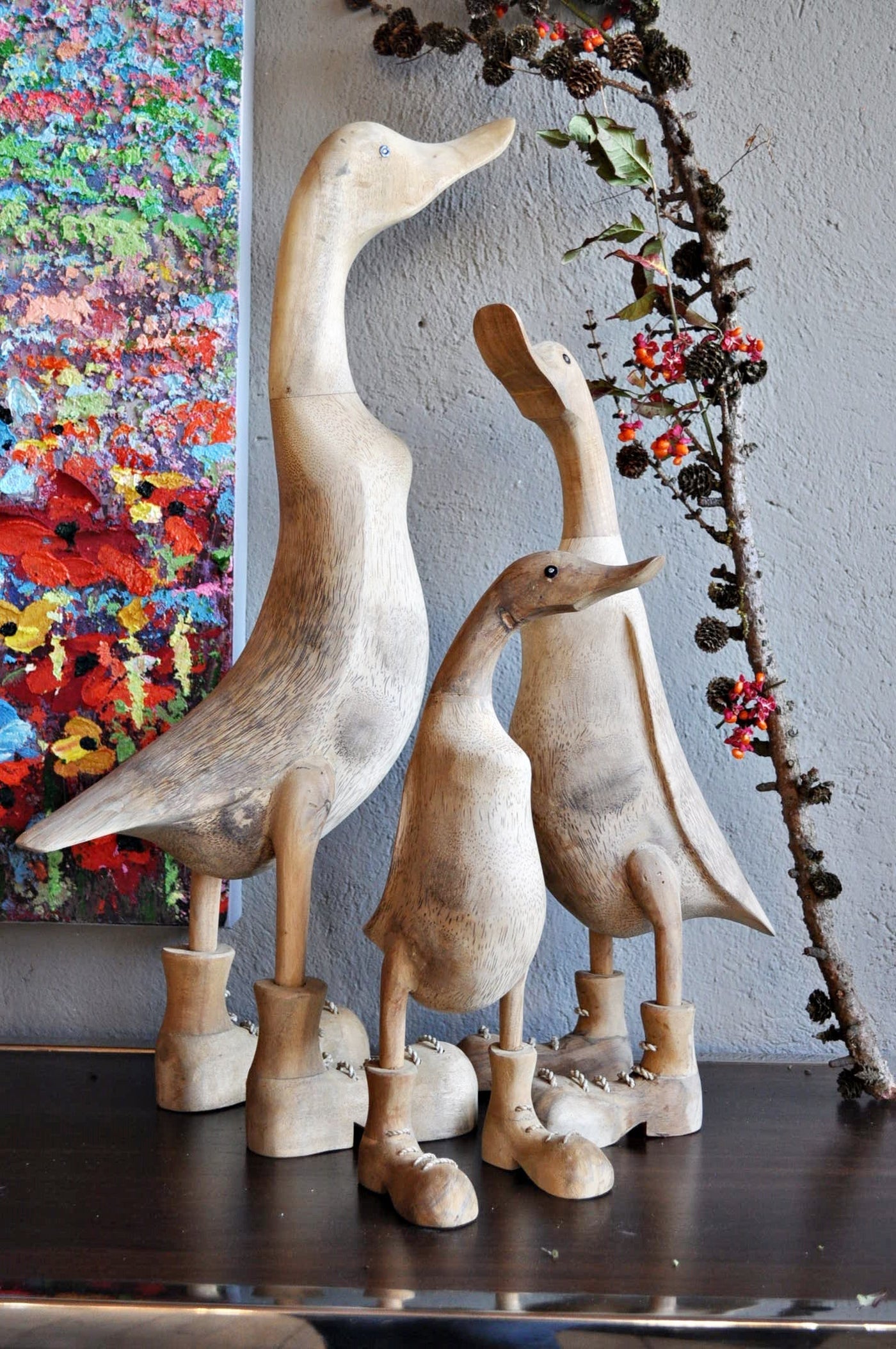 Deko Holz Ente aus Bambus in 33 cm / 46 cm /65 cm