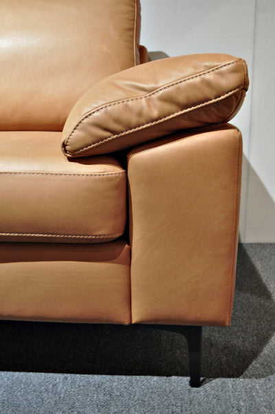 Echt Leder Sofa / Couch 2 Sitzer mit Metall-füße in braun Schöne Deko