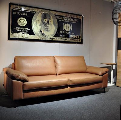 Echt Leder Sofa / Couch 2 Sitzer mit Metall-füße in braun Schöne Deko