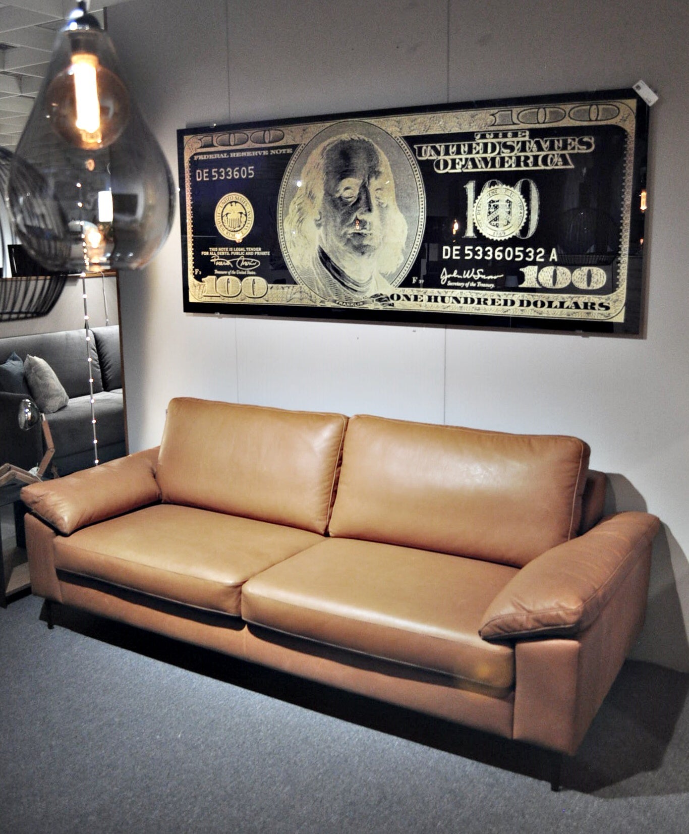 Echt Leder Sofa / Couch 2 Sitzer mit Metall-füße in braun Schöne Deko