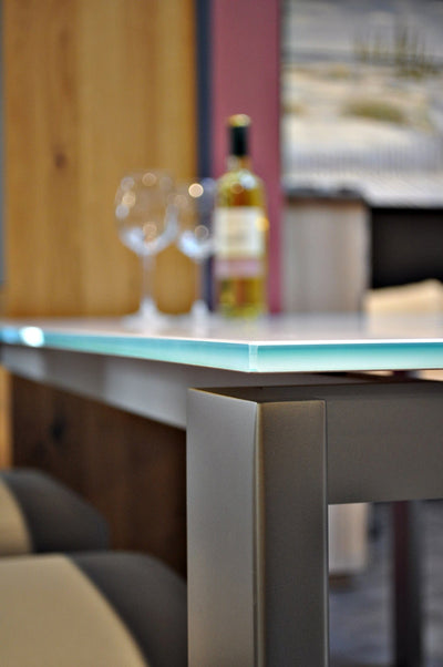 Glas Esstisch Tisch ESG Milchglas Tischplatte Schöne Deko