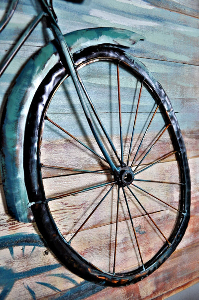 Holz/Metall-Bild "Holland Fahrrad am Meer" 80 x 80 cm Schöne Deko