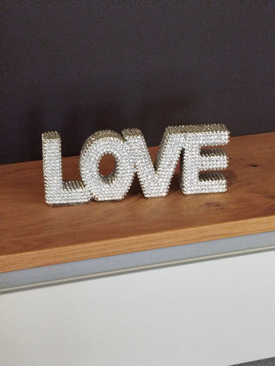 Deko-Aufsteller Schriftzug "LOVE", silber