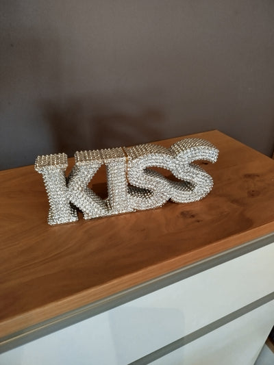 Deko-Aufsteller Schriftzug "KISS", silber