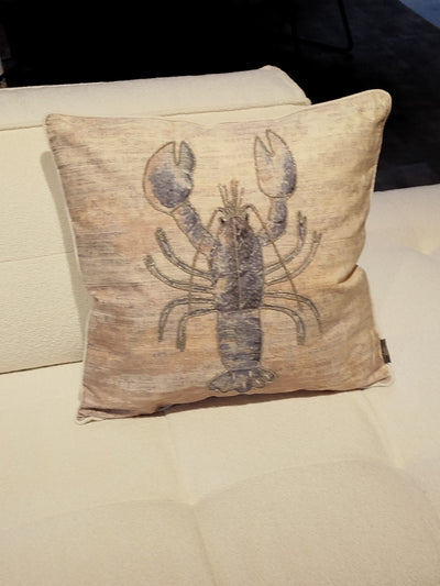 Dekokissen "Lobster", 50 cm x 50 cm, beige/blau