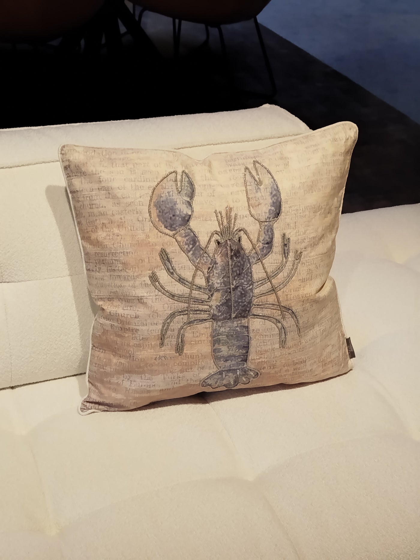 Dekokissen "Lobster", 50 cm x 50 cm, beige/blau