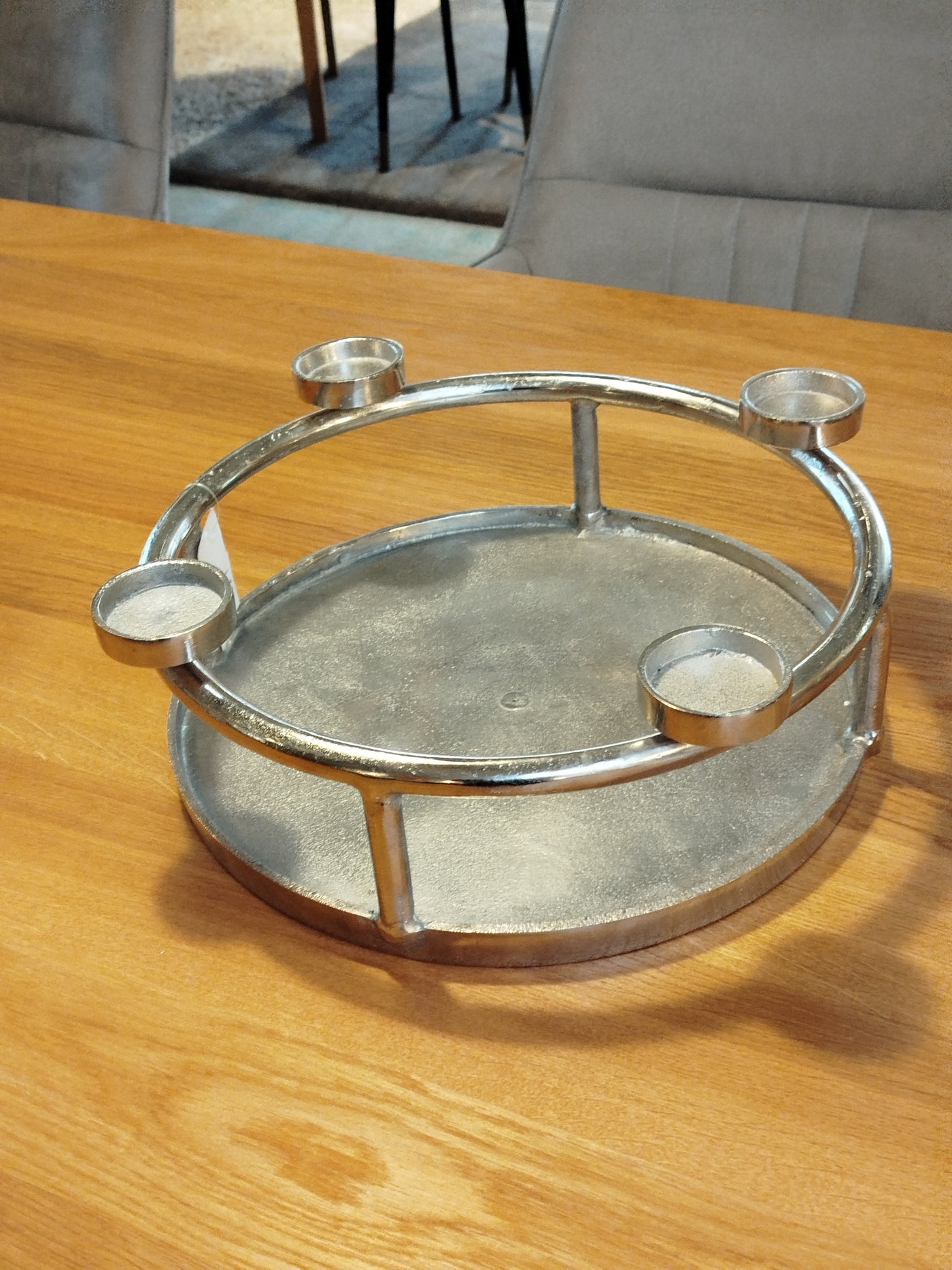 Teelichtleuchter rund, Aluminium vernickelt