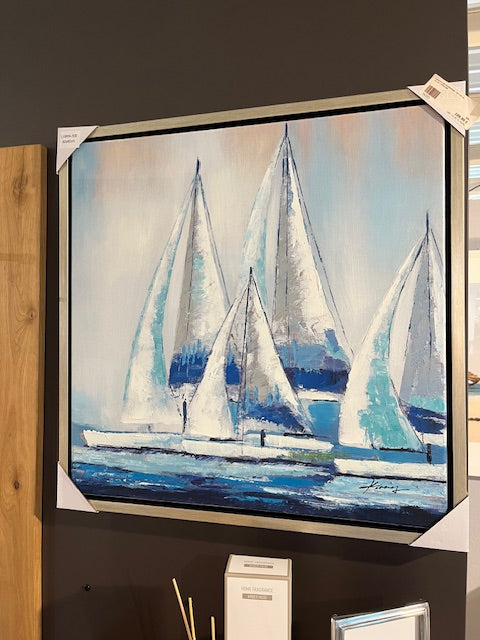 Leinwand Segelschiffe mit Rahmen-Schattenfuge, 65 X 65 cm