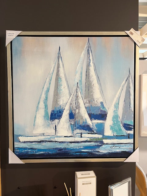 Leinwand Segelschiffe mit Rahmen-Schattenfuge, 65 X 65 cm