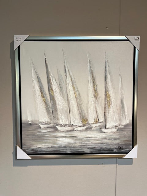 Leinwand Segelschiffe mit Rahmen-Schattenfuge, 65 X 65 cm