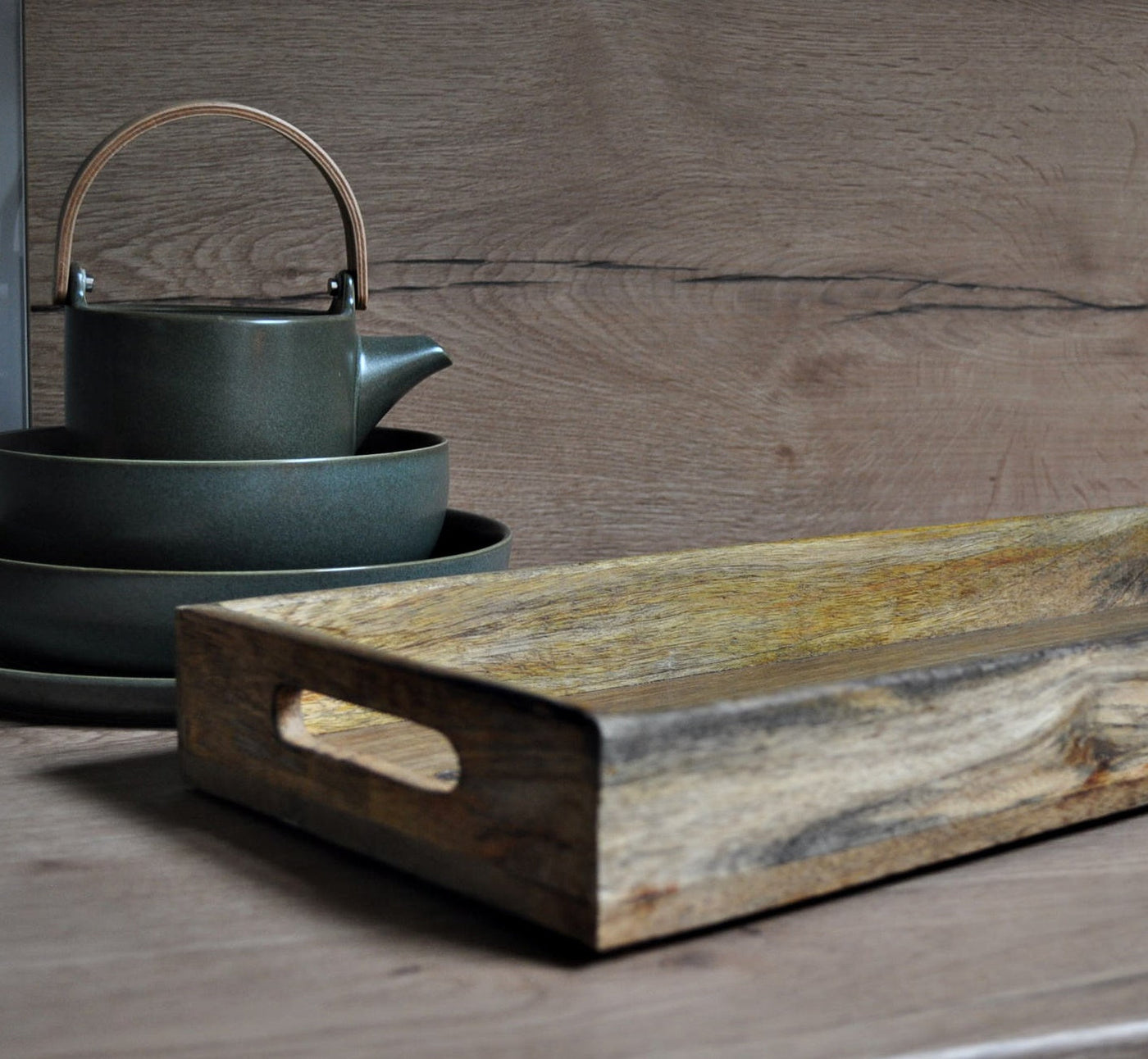 Küchen-Tablett / Serviertablett  aus Holz mit MEER ZEIT Branding 50x20 / 43x27,5 cm Schöne Deko