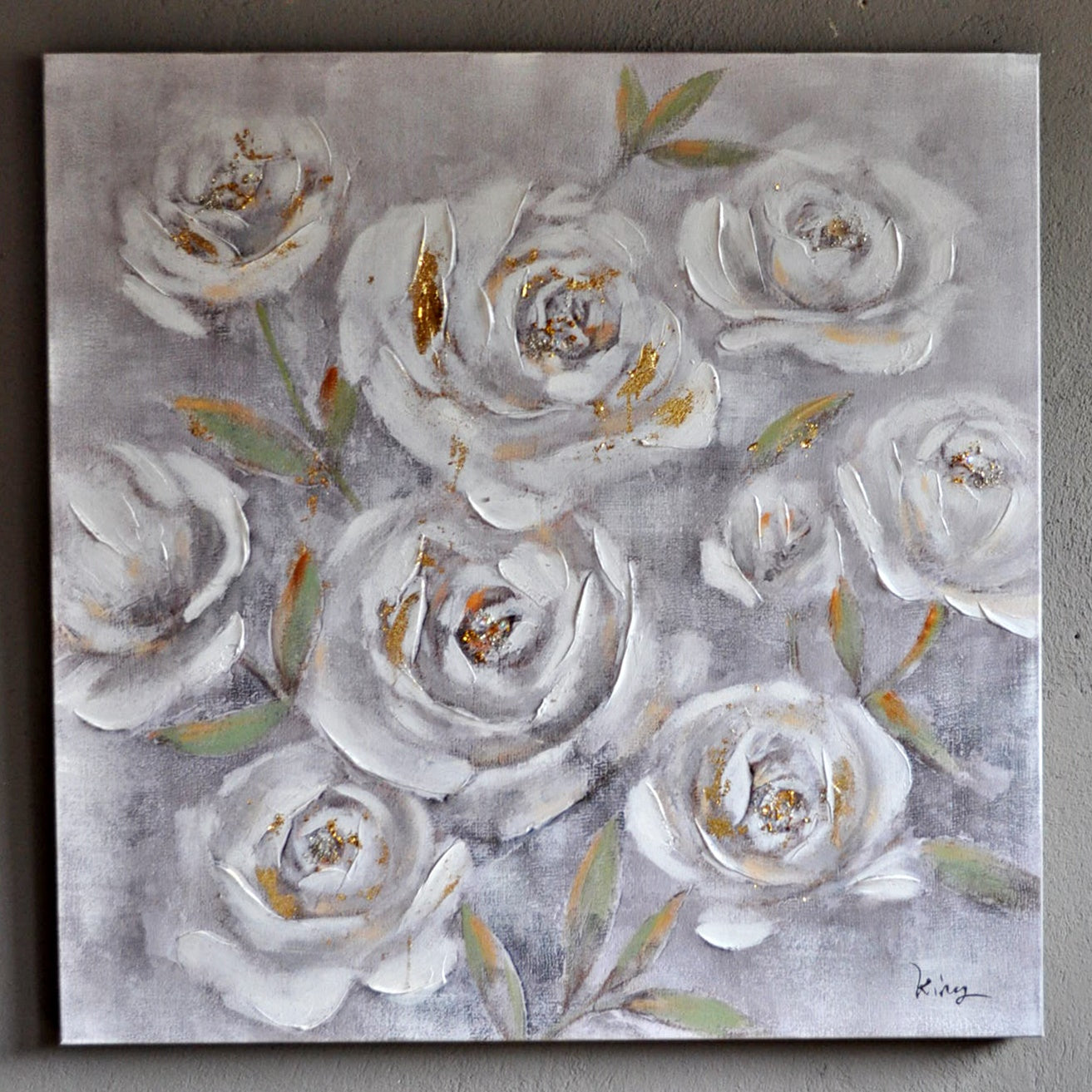Leinwand "Blume" Rosenstrauch 100 x 100 cm Schöne Deko