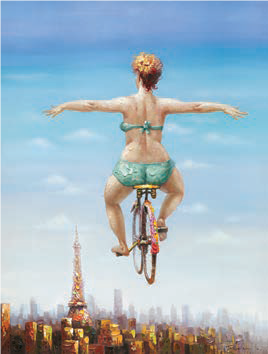 Leinwand "Frau auf Fahrrad" Art.Nr.: 15150 Schöne Deko