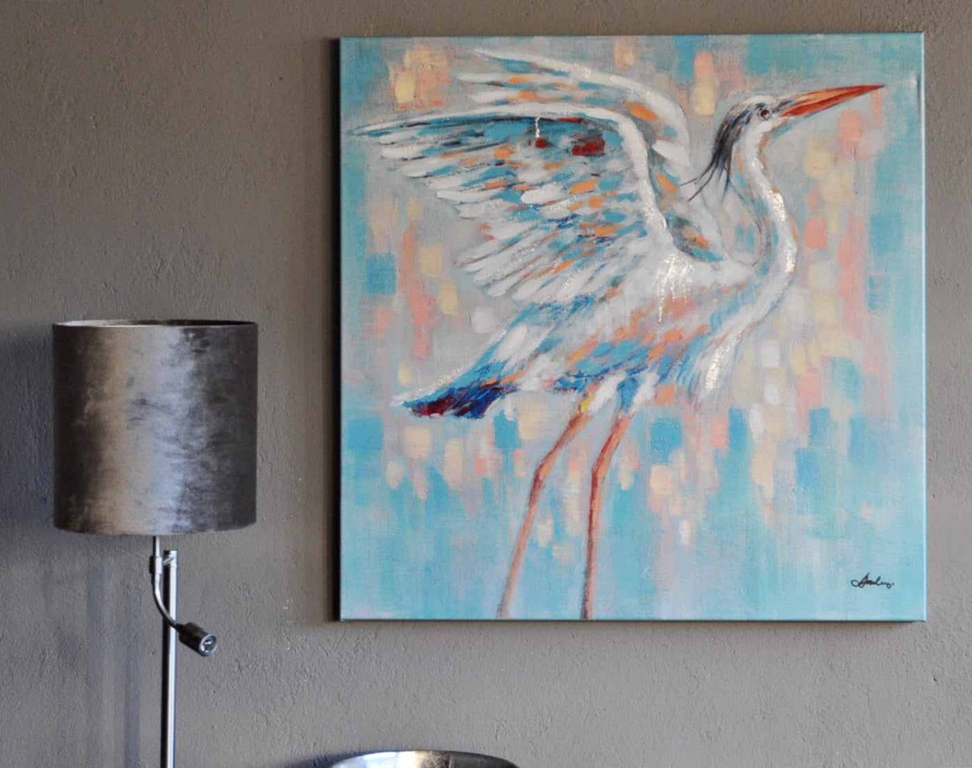 Leinwandbild "Imposanter Kranich Vogel als Motiv 80 x 80 cm Schöne Deko