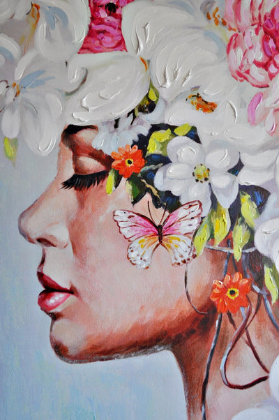 Leinwandbild " Schönheit mit Blumenhut 120 x 90 cm Schöne Deko