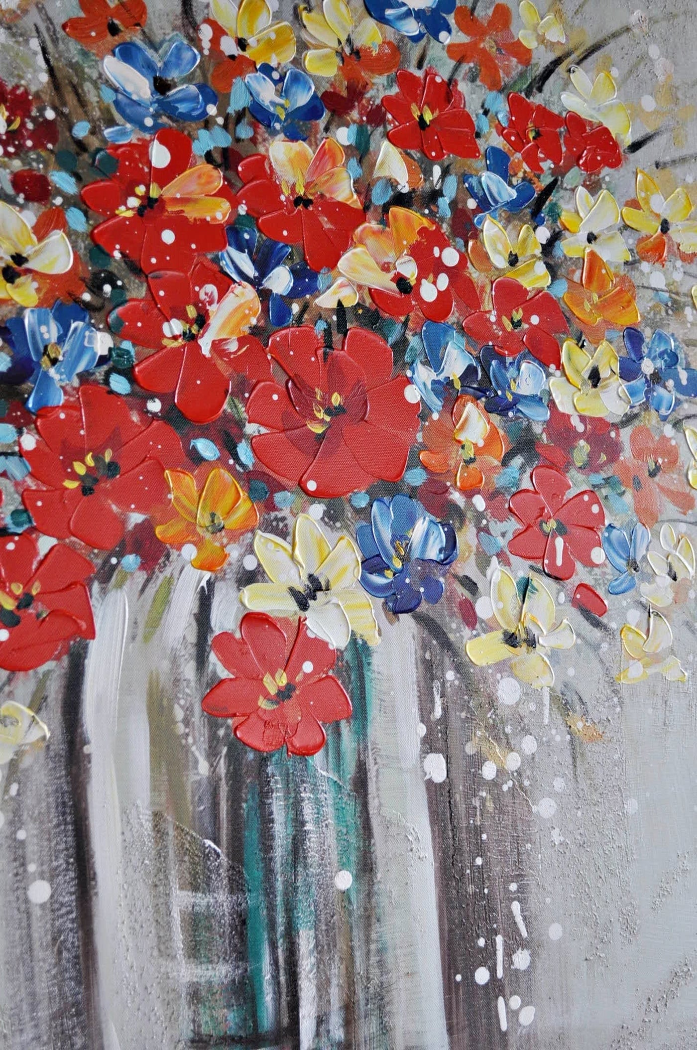 Leinwandbild Wiesen Blumenstrauß 80 x 80 cm Schöne Deko