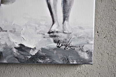 Leinwandbild gemalt "Surfer am Uferstrand Schöne Deko