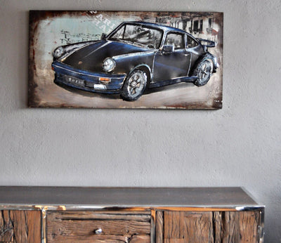 Metallbild Auto Kunst aus Stuttgart 60 x 120 cm Schöne Deko