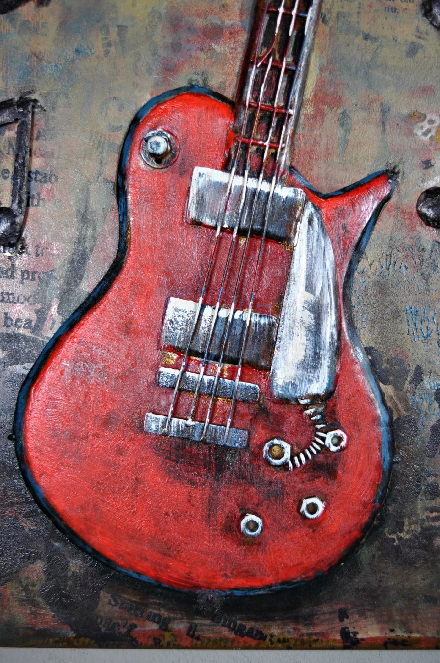 Metallbild Gitarre Kunst 50 x 75,5 cm Schöne Deko