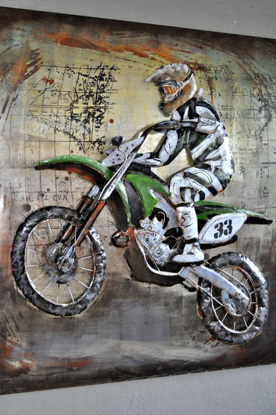 Metallbild Motorrad Cross-Maschine100 x 100 cm Schöne Deko