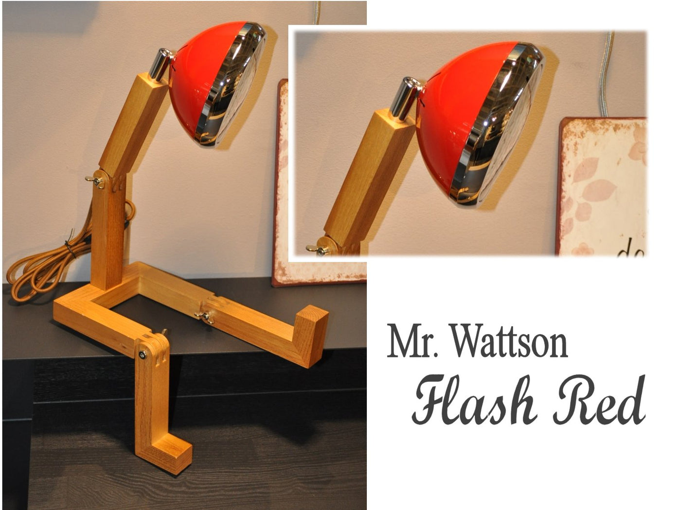 Original Mr. Wattson Retro Tischlampe in Knall-Rot / Flash Red Schöne Deko