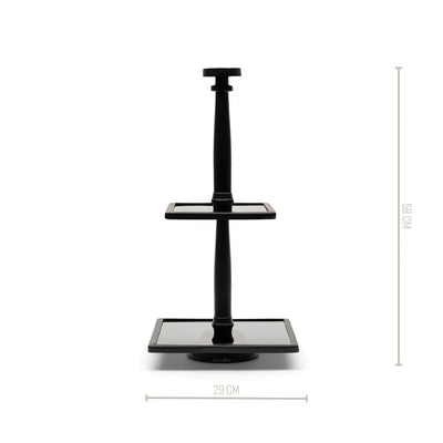 RM Etagere Glas Metall Schwarz  / H 58 cm Schöne Deko