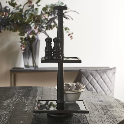 RM Etagere Glas Metall Schwarz  / H 58 cm Schöne Deko
