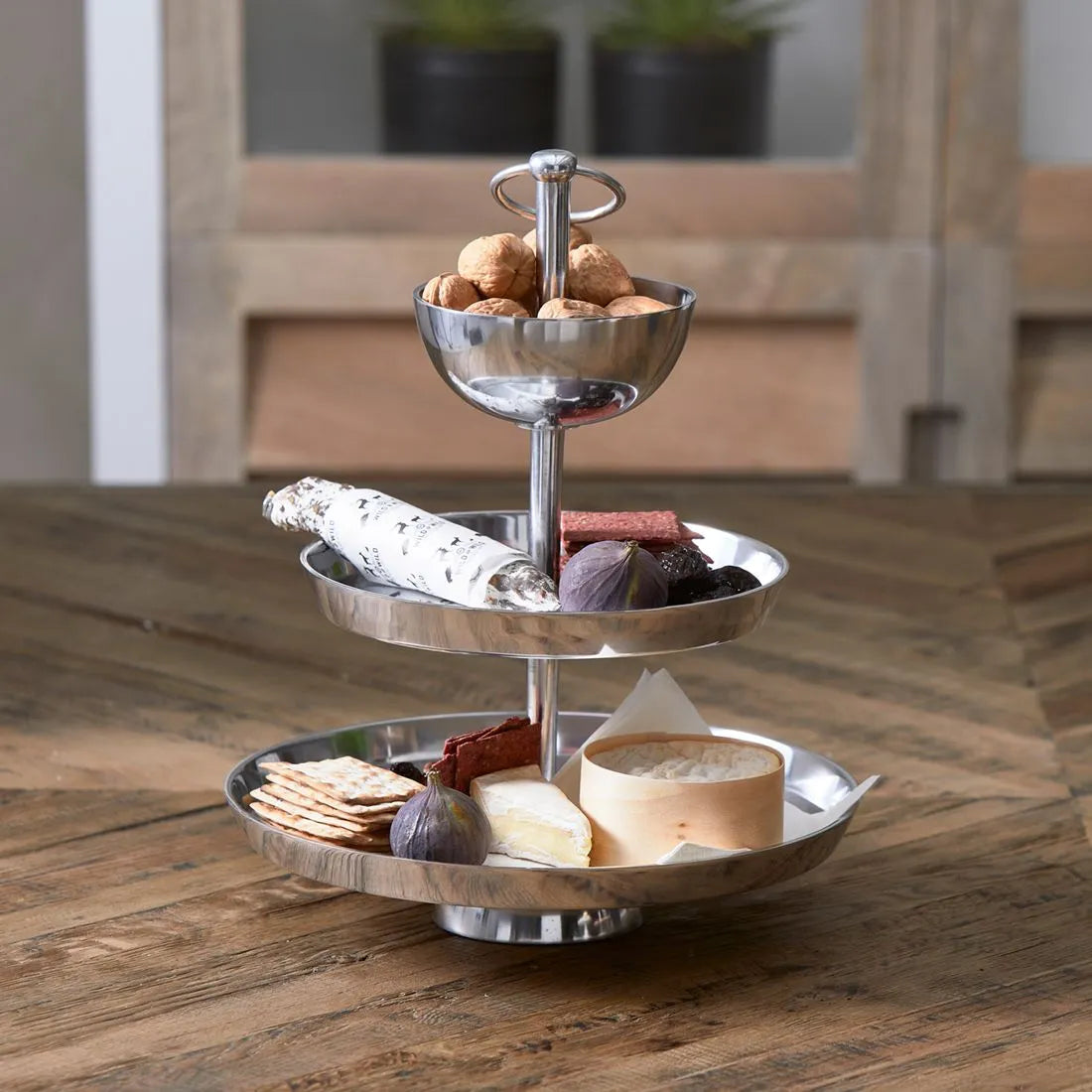 RM Etagere Metall Silber / H 37 cm Schöne Deko