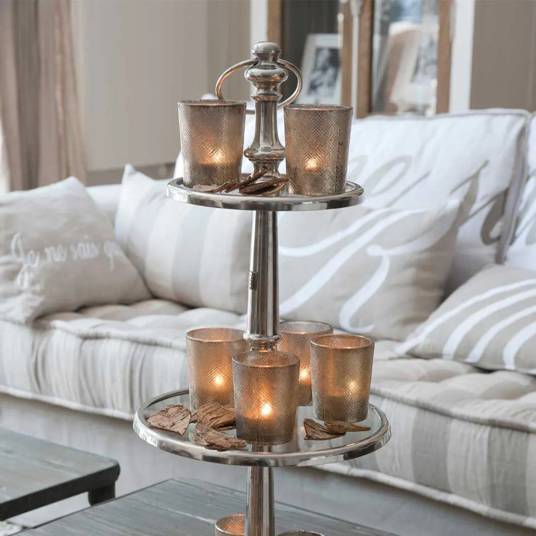 RM Etagere Metall und Glas Berkeley H 72 cm Schöne Deko