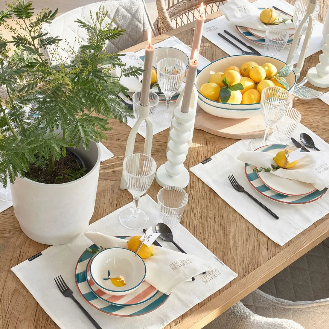 RM Frühstücksteller Ravello Zitrone / Durchm. 21 cm Weiß Schöne Deko