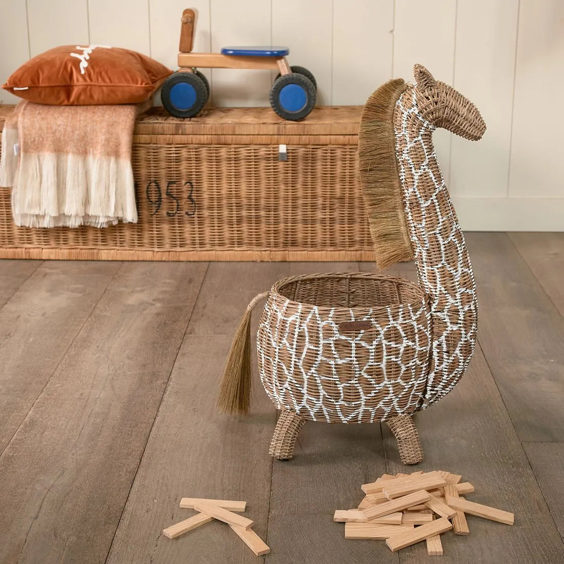RM Korb Happy Giraffe Rattan Schöne Deko