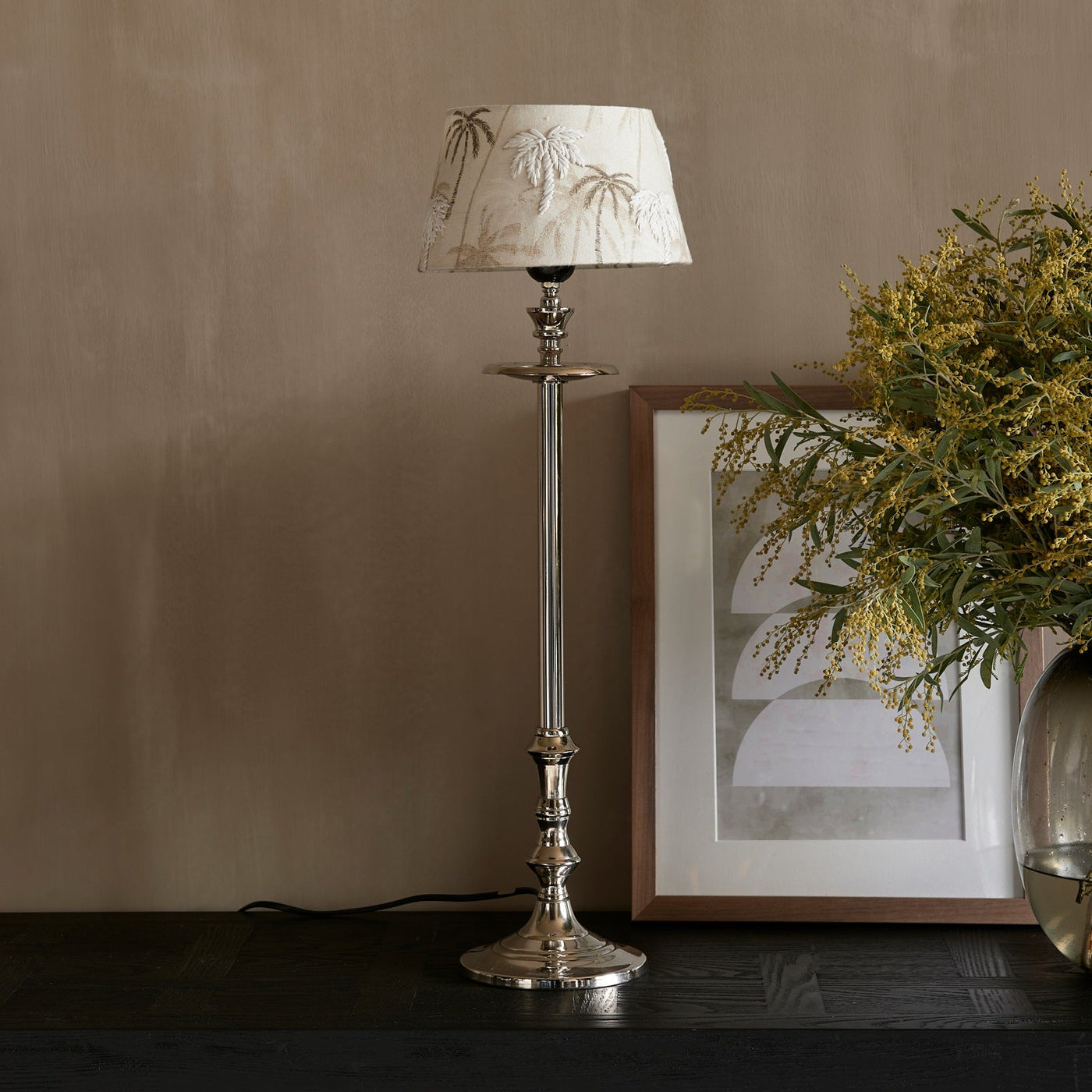 RM Tischlampe L Hotel, M Lampenfuß 57 cm Silber Schöne Deko