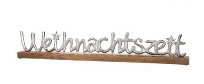 Schriftzug"Weihnachtszeit" Alu/Mangoholz 71cm