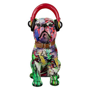 Mops "Street Art" sitzend, mehrfarbig