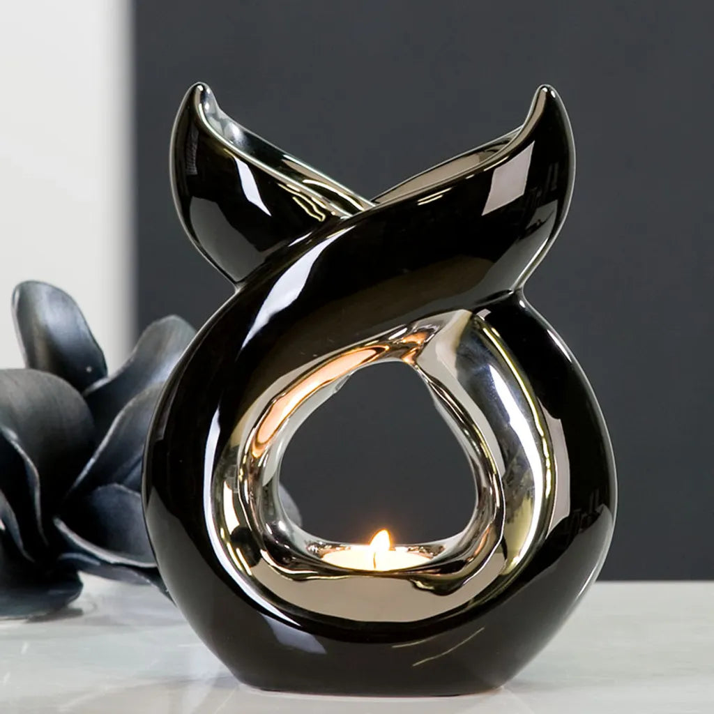 Duftlampe Aromabrenner Lago schwarz/silber