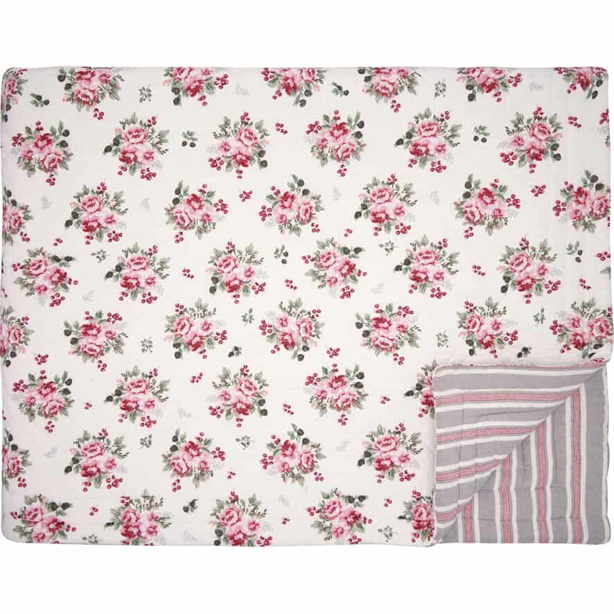 GreenGate Tagesdecke Charline 140 x 220 cm weiß mit Blumenmuster
